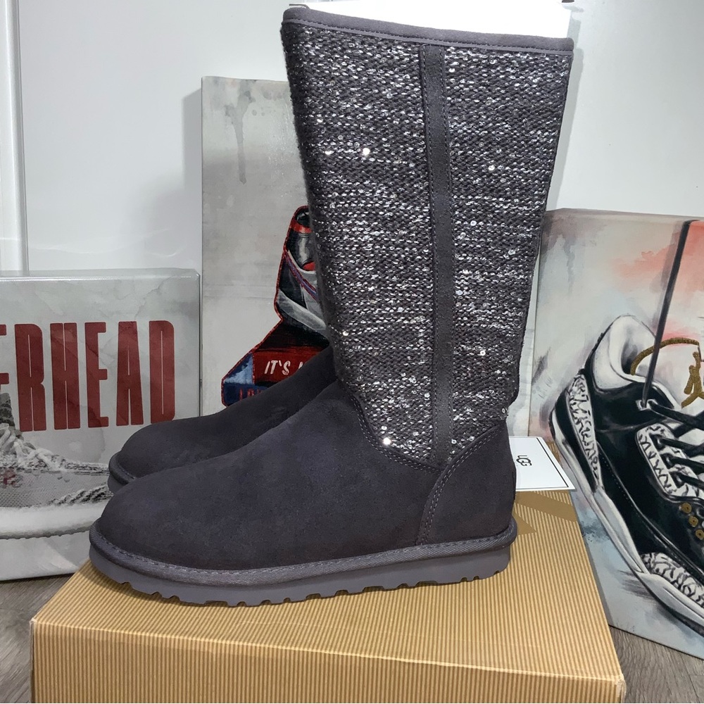 New UGG Australia Womens Camaya Boot Leather Tall Boot Charcoal Size 5 - Picture 15 of 16